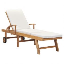 Transat chaise longue bain de soleil lit de jardin terrasse meuble d'extérieur 195 cm avec coussin