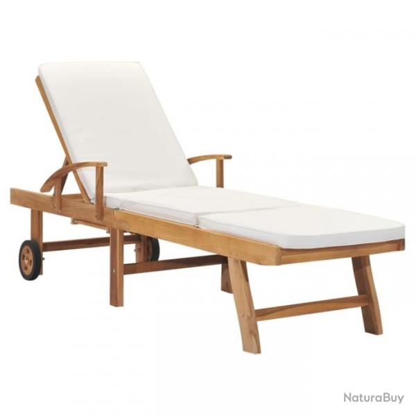 Transat chaise longue bain de soleil lit de jardin terrasse meuble d'extrieur 195 cm avec coussin