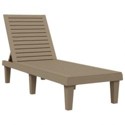 Transat chaise longue bain de soleil lit de jardin terrasse meuble d'extérieur marron clair 155 x 5