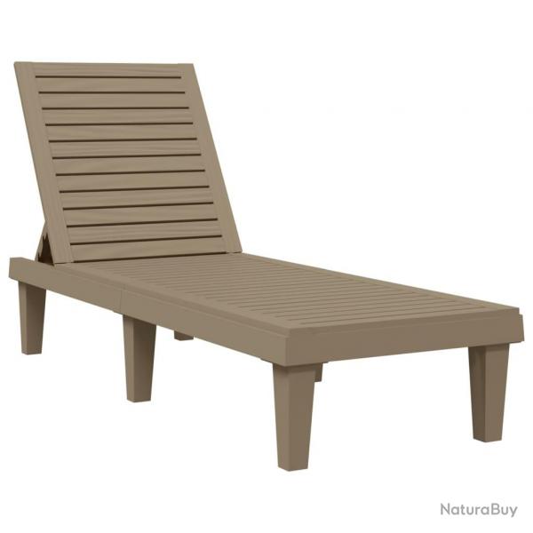 Transat chaise longue bain de soleil lit de jardin terrasse meuble d'extrieur marron clair 155 x 5