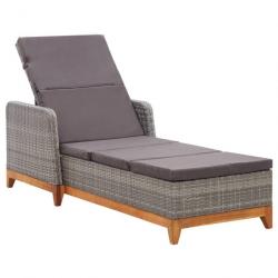 Transat chaise longue bain de soleil lit de jardin terrasse meuble d'extérieur résine tressée et bo