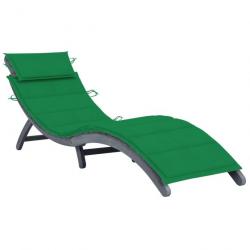 Transat chaise longue bain de soleil lit de jardin terrasse meuble d'extérieur 190 cm avec coussin
