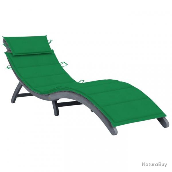 Transat chaise longue bain de soleil lit de jardin terrasse meuble d'extrieur 190 cm avec coussin