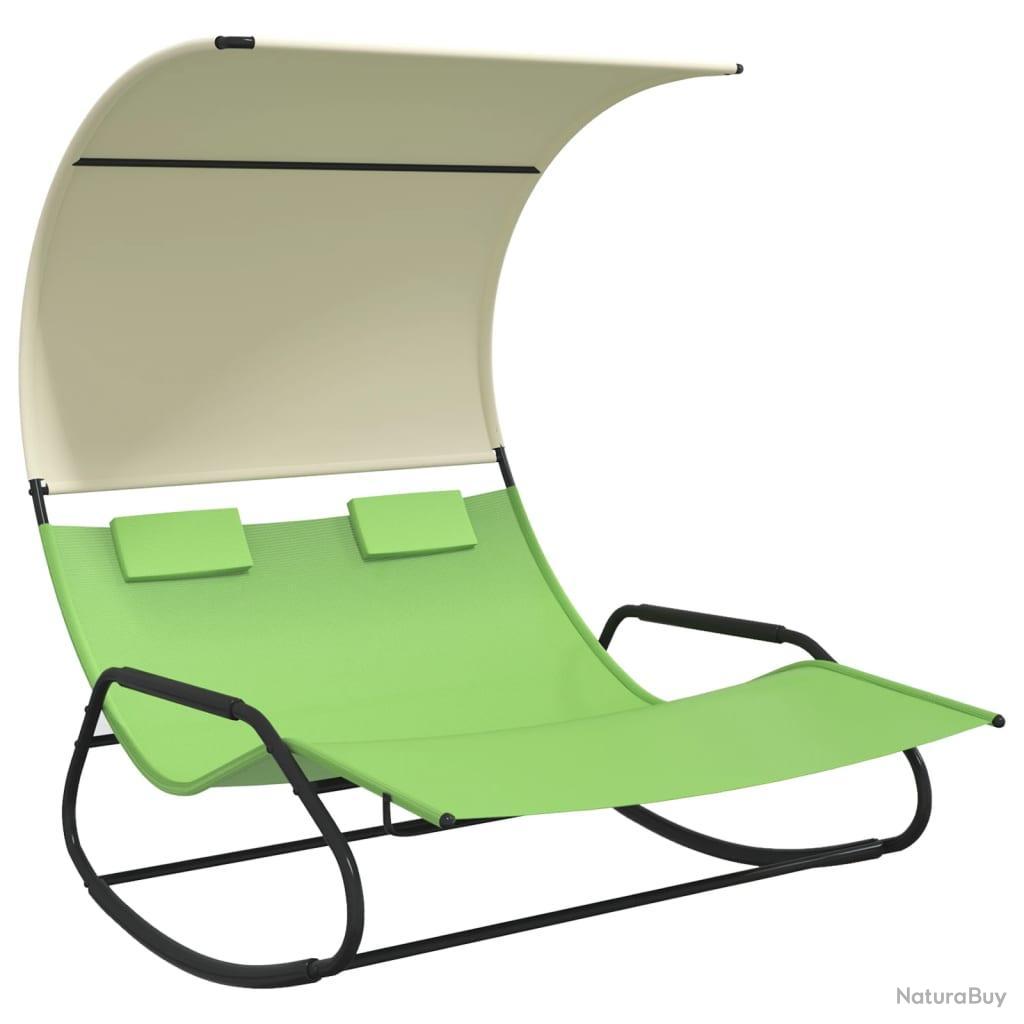 Chaise Longue Inclinable 2 En 1 – Transat + Fauteuil à Bascule – Repose-pieds – Textilène – Jardin, Terrasse, Camping – TecTake - 11