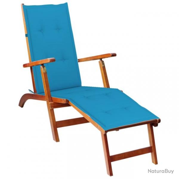 Transat chaise longue bain de soleil lit de jardin terrasse meuble d'extrieur avec repose-pied et