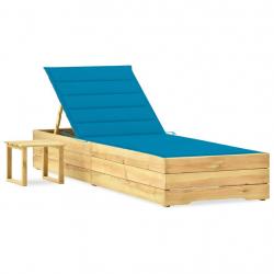 Transat chaise longue bain de soleil lit de jardin terrasse meuble d'extérieur 200 cm avec table et
