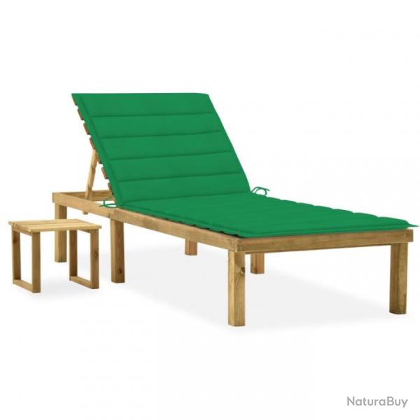 Transat chaise longue bain de soleil lit de jardin terrasse meuble d'extrieur avec table et coussi