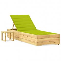 Transat chaise longue bain de soleil lit de jardin terrasse meuble d'extérieur 198 cm avec table et