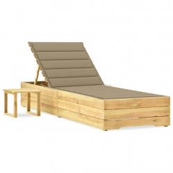 Transat chaise longue bain de soleil lit de jardin terrasse meuble d'extérieur 198 cm avec table et