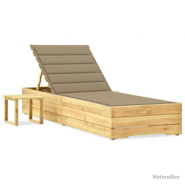 Transat chaise longue bain de soleil lit de jardin terrasse meuble d'extrieur 198 cm avec table et