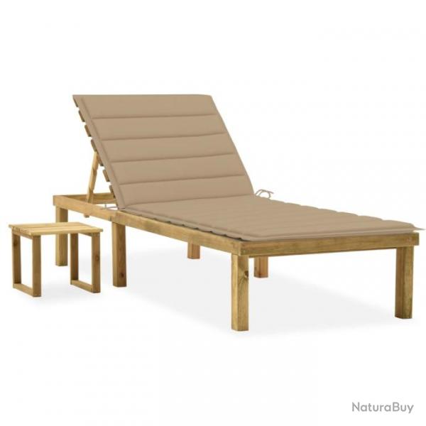 Transat chaise longue bain de soleil lit de jardin terrasse meuble d'extrieur 200 cm avec table et