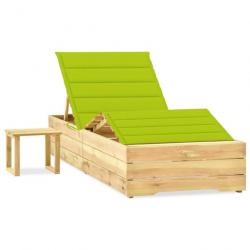 Transat chaise longue bain de soleil lit de jardin terrasse meuble d'extérieur 198 cm avec table et