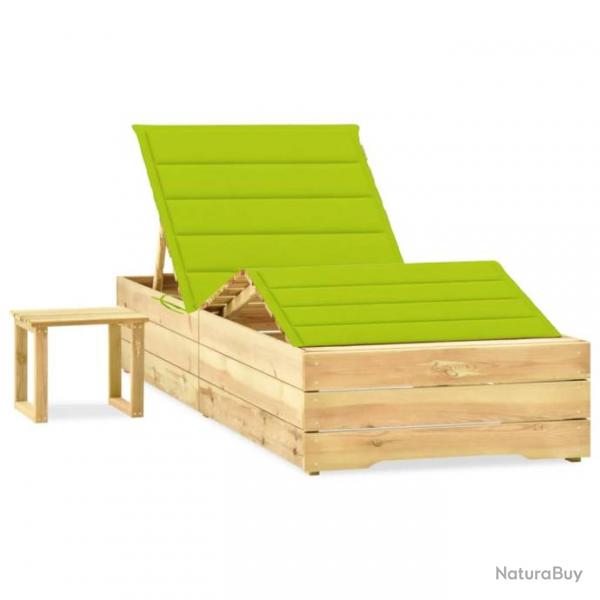 Transat chaise longue bain de soleil lit de jardin terrasse meuble d'extrieur 198 cm avec table et