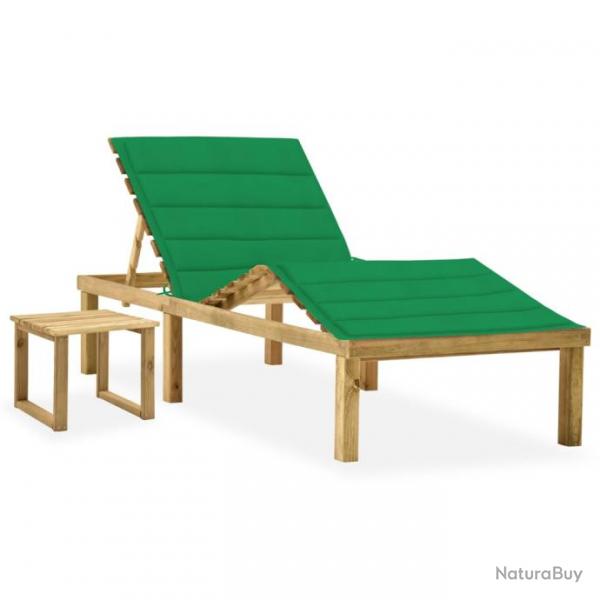 Transat chaise longue bain de soleil lit de jardin terrasse meuble d'extrieur avec table et coussi