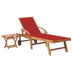 Transat chaise longue bain de soleil lit de jardin terrasse meuble d'extérieur avec table et coussi