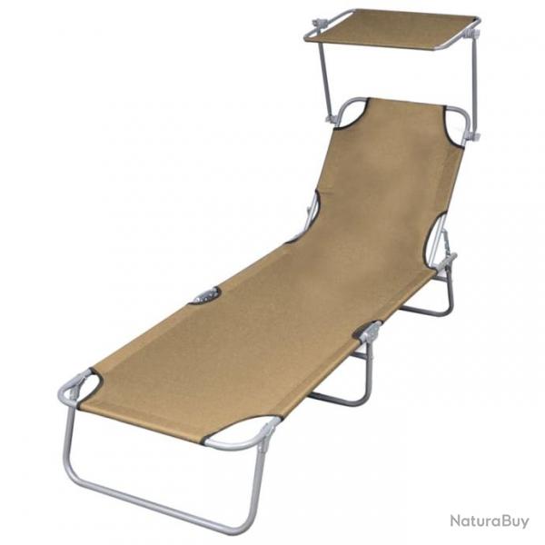 Transat chaise longue bain de soleil lit de jardin terrasse meuble d'extrieur pliable avec auvent