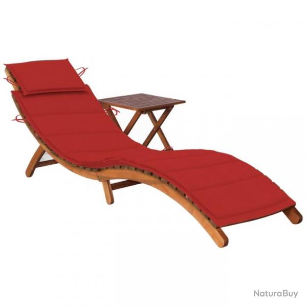 Transat chaise longue bain de soleil lit de jardin terrasse meuble d'extrieur avec table et coussi