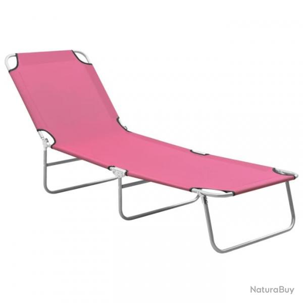 Transat chaise longue bain de soleil lit de jardin terrasse meuble d'extrieur pliable acier et tis