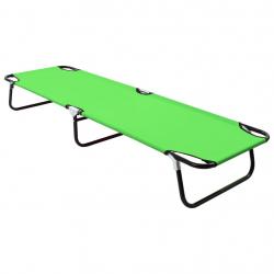 Transat chaise longue bain de soleil lit de jardin terrasse meuble d'extérieur pliable acier vert 0