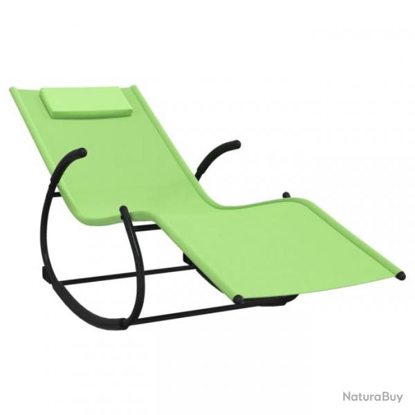 Transat chaise longue bain de soleil lit de jardin terrasse meuble d'extrieur  bascule acier et t