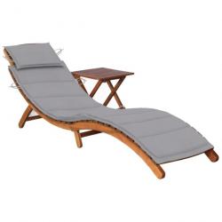 Transat chaise longue bain de soleil lit de jardin terrasse meuble d'extérieur avec table et coussi