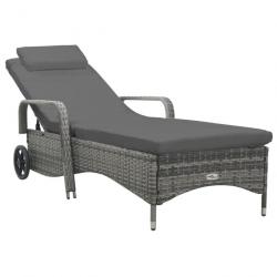 Transat chaise longue bain de soleil lit de jardin terrasse meuble d'extérieur 198 cm avec roues ré