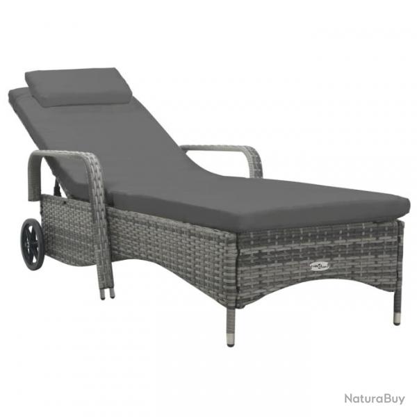 Transat chaise longue bain de soleil lit de jardin terrasse meuble d'extrieur 198 cm avec roues r