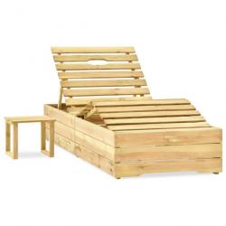 Transat chaise longue bain de soleil lit de jardin terrasse meuble d'extérieur 198 cm avec table bo