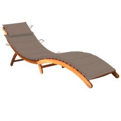 Transat chaise longue bain de soleil lit de jardin terrasse meuble d'extérieur avec coussin bois d'