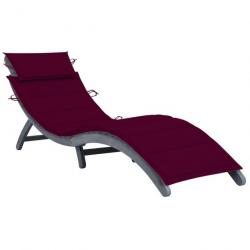 Transat chaise longue bain de soleil lit de jardin terrasse meuble d'extérieur 190 cm avec coussin