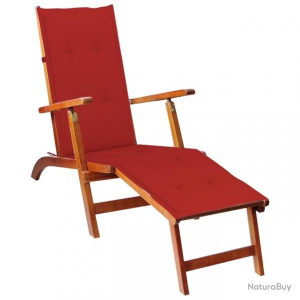 Transat chaise longue bain de soleil lit de jardin terrasse meuble d'extrieur 167 cm avec repose-p