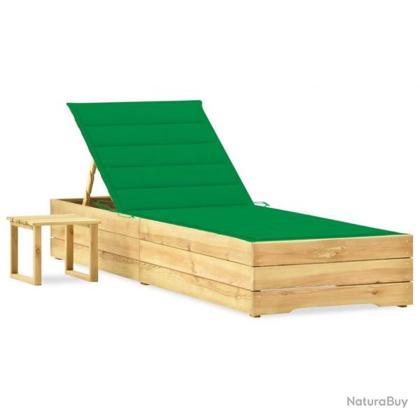 Transat chaise longue bain de soleil lit de jardin terrasse meuble d'extrieur avec table et coussi