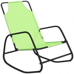 Transat chaise longue bain de soleil lit de jardin terrasse meuble d'extérieur à bascule vert acier