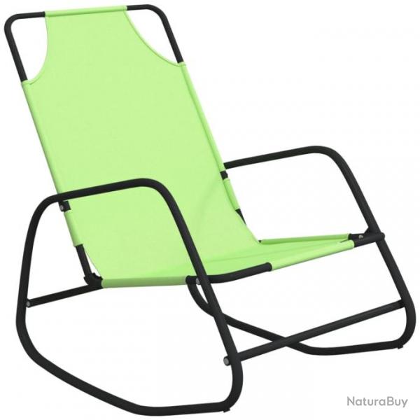 Transat chaise longue bain de soleil lit de jardin terrasse meuble d'extrieur  bascule vert acier