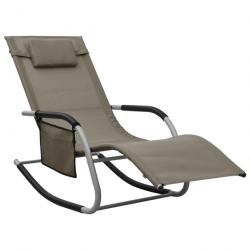 Transat chaise longue bain de soleil lit de jardin terrasse meuble d'extérieur textilène taupe et g