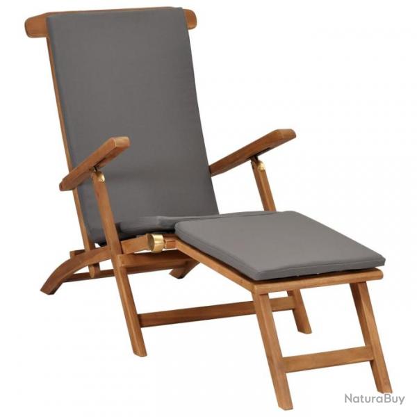 Transat chaise longue bain de soleil lit de jardin terrasse meuble d'extrieur 152 cm avec coussin