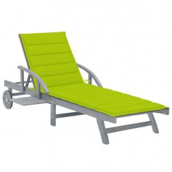 Transat chaise longue bain de soleil lit de jardin terrasse meuble d'extérieur 200 cm avec coussin