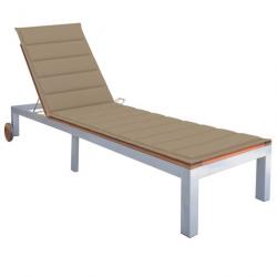 Transat chaise longue bain de soleil lit de jardin terrasse meuble d'extérieur avec coussin bois d'