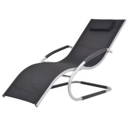 Transat chaise longue bain de soleil lit de jardin terrasse meuble d'extérieur avec oreiller alumin
