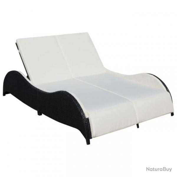 Transat chaise longue bain de soleil lit de jardin terrasse meuble d'extrieur double avec coussin