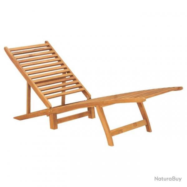 Transat chaise longue bain de soleil lit de jardin terrasse meuble d'extrieur bois de teck solide