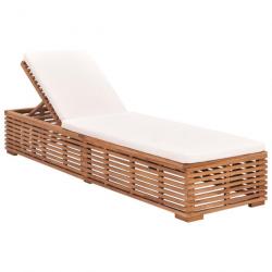 Transat chaise longue bain de soleil lit de jardin terrasse meuble d'extérieur 200 cm avec coussin