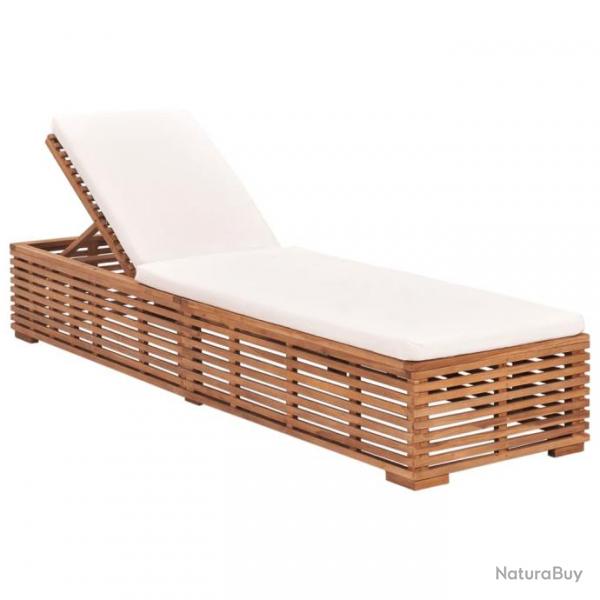 Transat chaise longue bain de soleil lit de jardin terrasse meuble d'extrieur 200 cm avec coussin