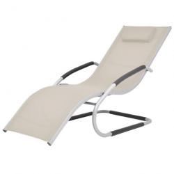 Transat chaise longue bain de soleil lit de jardin terrasse meuble d'extérieur avec oreiller alumin
