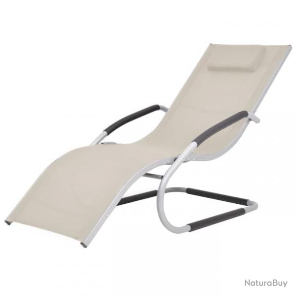 Transat chaise longue bain de soleil lit de jardin terrasse meuble d'extrieur avec oreiller alumin