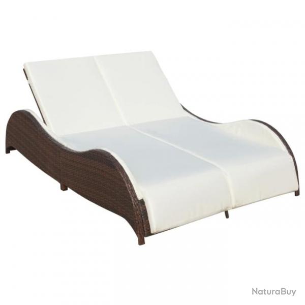 Transat chaise longue bain de soleil lit de jardin terrasse meuble d'extrieur double avec coussin