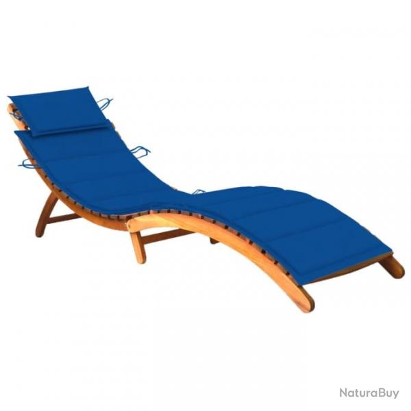 Transat chaise longue bain de soleil lit de jardin terrasse meuble d'extrieur avec coussin bois d'