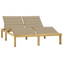 Transat chaise longue bain de soleil lit de jardin terrasse meuble d'extérieur double et coussins b