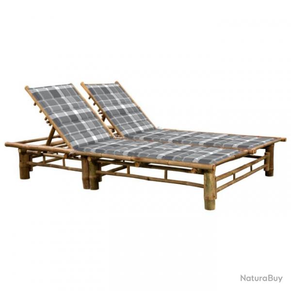 Transat chaise longue bain de soleil lit de jardin terrasse meuble d'extrieur pour 2 personnes ave