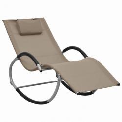 Transat chaise longue bain de soleil lit de jardin terrasse meuble d'extérieur avec oreiller taupe
